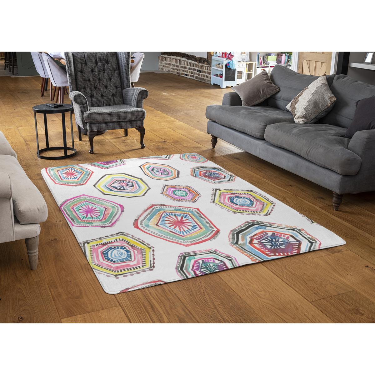 Hand Painted Multicolor Watercolor Rug - Pink / 230cm – image 3