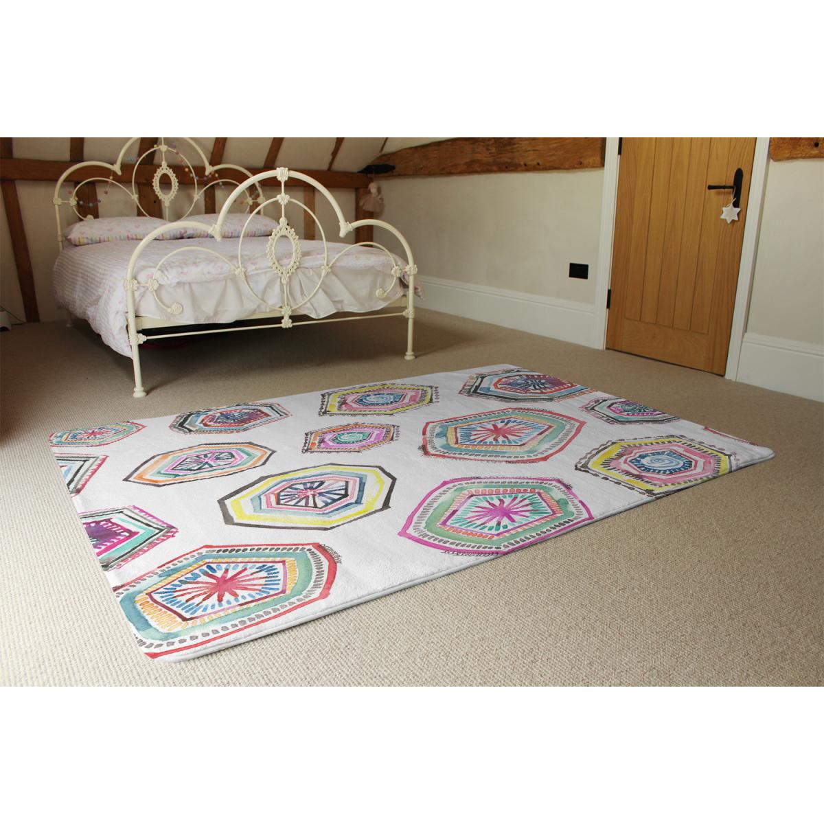 Hand Painted Multicolor Watercolor Rug - Pink / 230cm – image 4