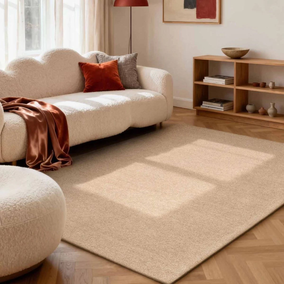 Hanse Home Elle Decoration Puristic Fine Bouclé Knots Wool Rug Beige 140x200 cm - Beige / 200.0cm / 140.0cm – image 9