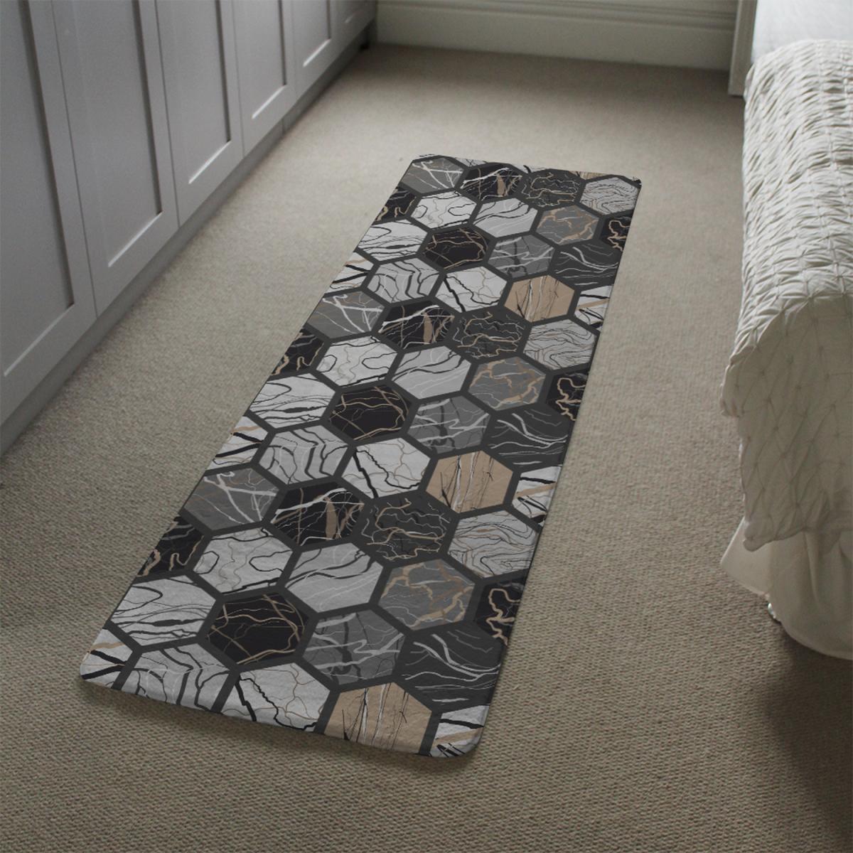 Hexagon Marble Runner Rug - Black – image 1