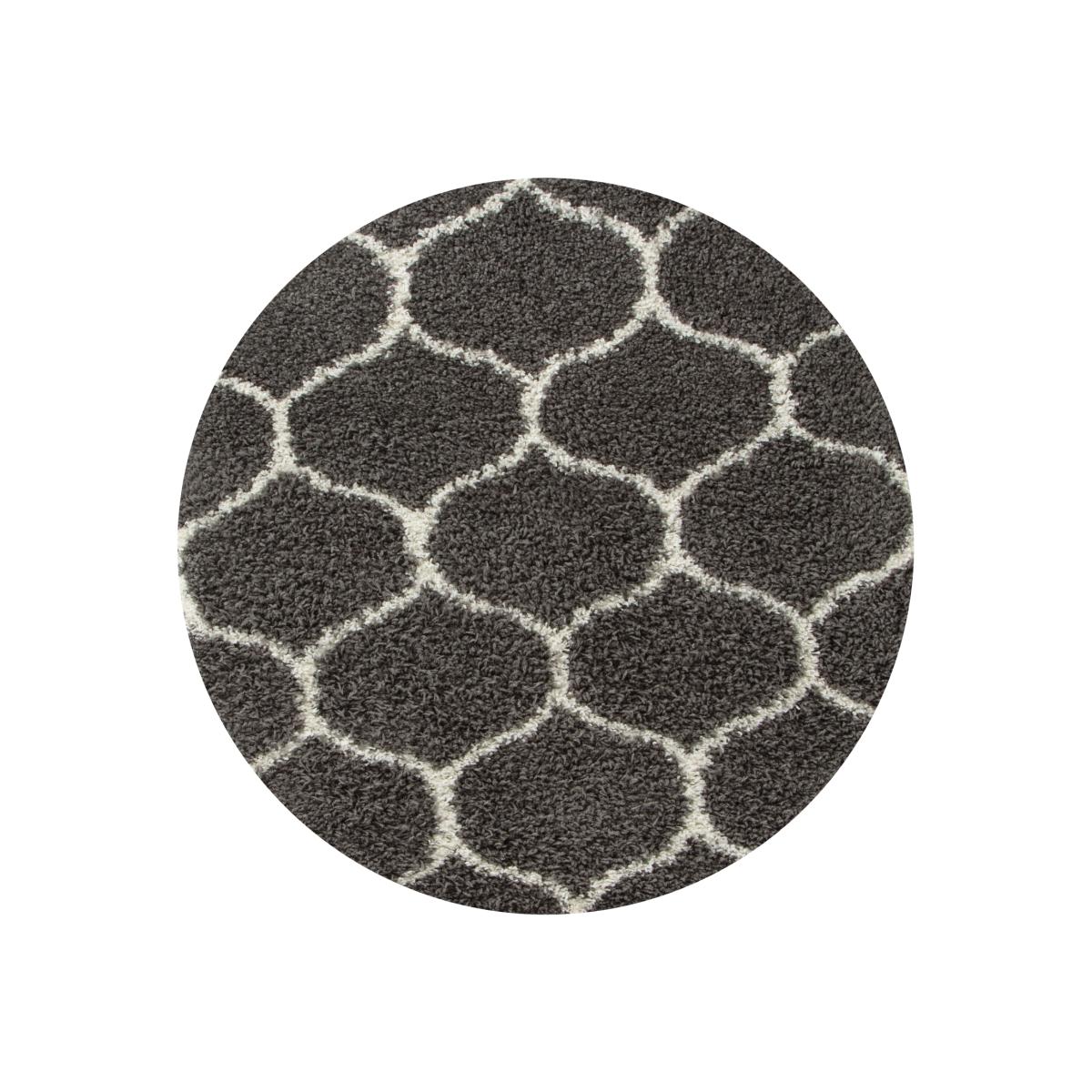 Myshaggy Collection Rugs Trellis Design in Dark Grey 384D - Grey / 120cm / 120 X 120 cm (Round) / 2.592kg