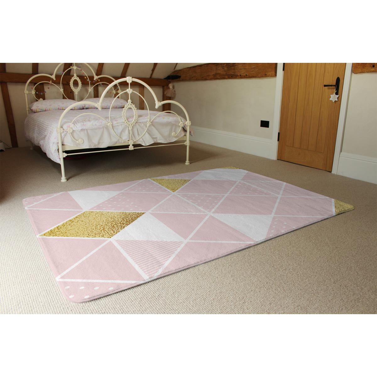 Pink Gold Geometric Rug - Pink / 230cm – image 1