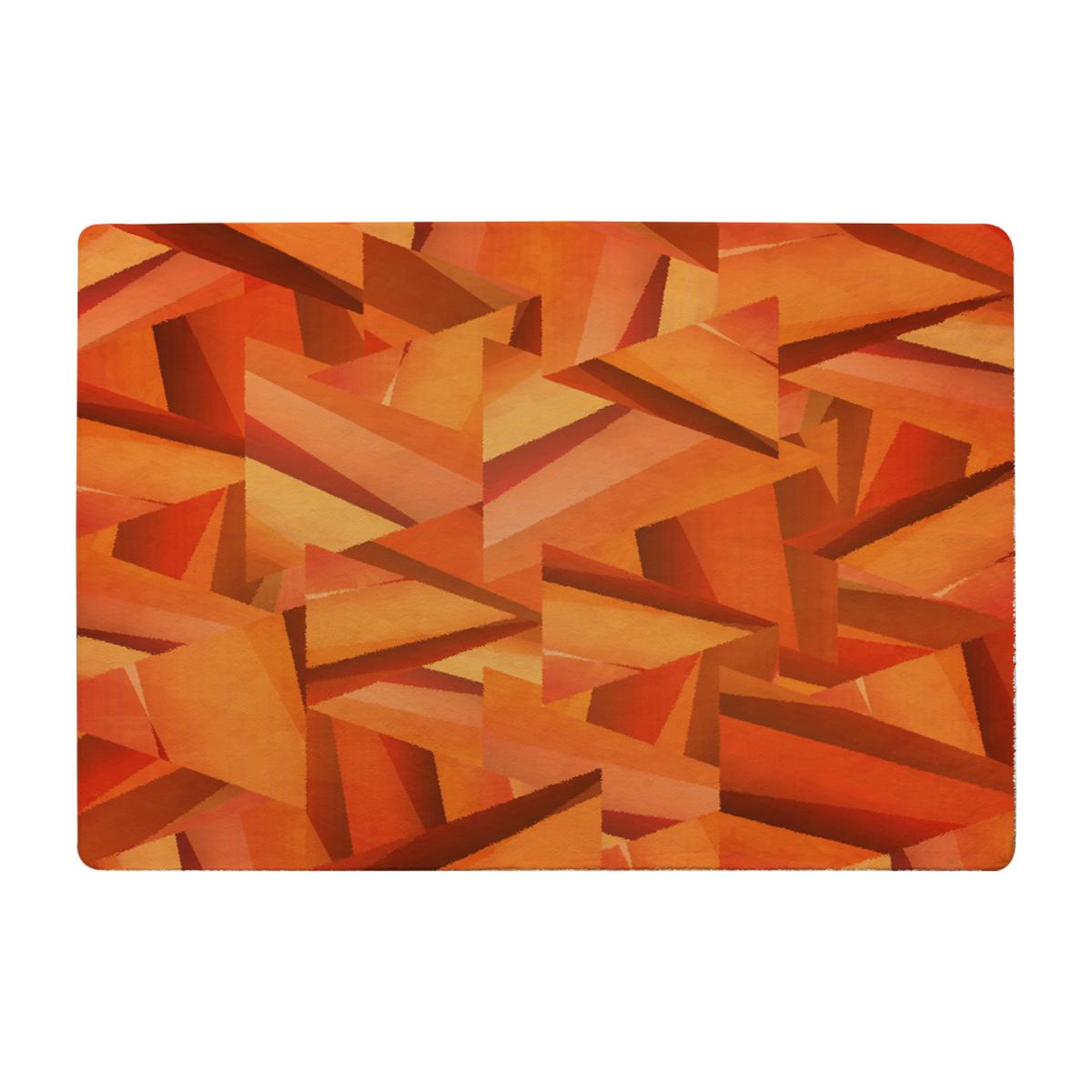 Autumn Coloured Geometric Triangle Patterns Rug - Orange / 110cm – image 1
