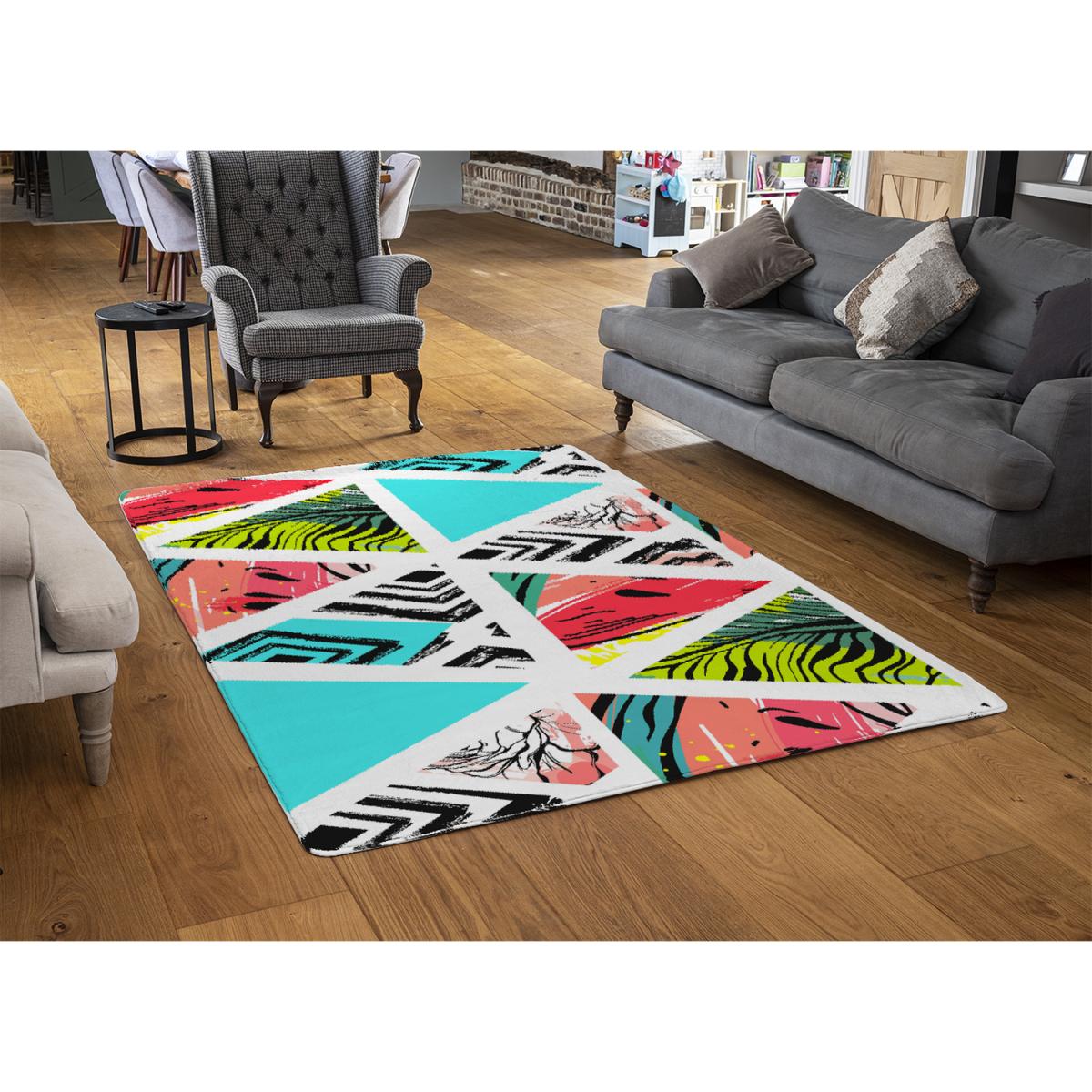 Aztec And Tropical Palm Leaves Rug - Blue / 230cm – image 2