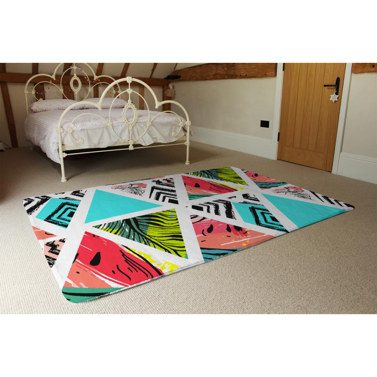 Aztec And Tropical Palm Leaves Rug - Blue / 230cm – image 3