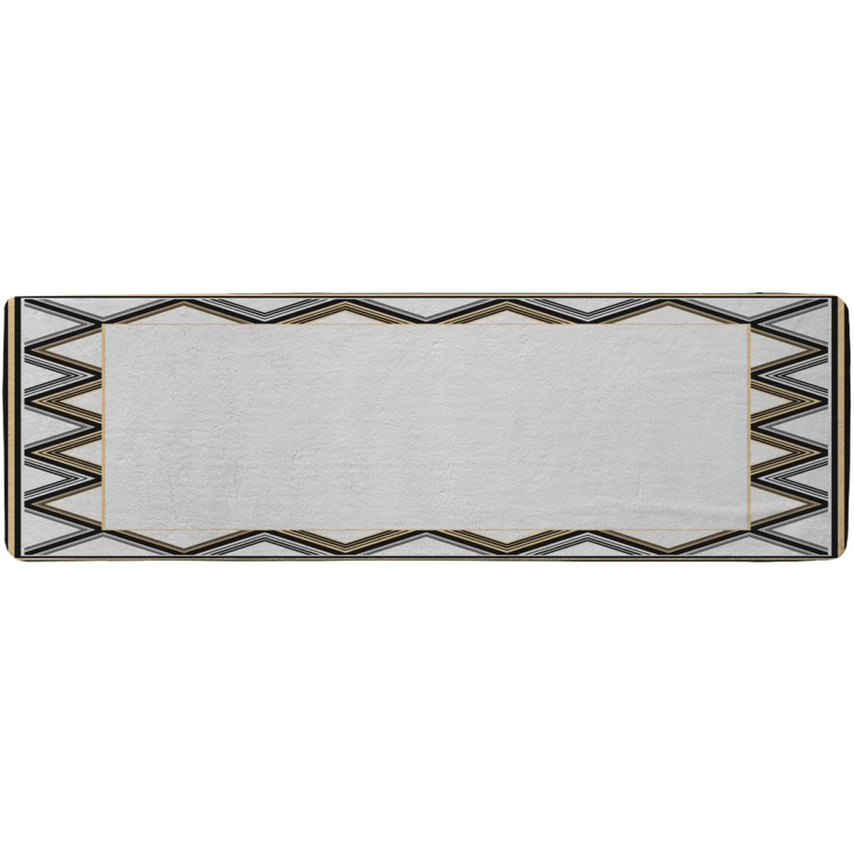 Art Deco Patterned Border Runner Rug - Black – image 2