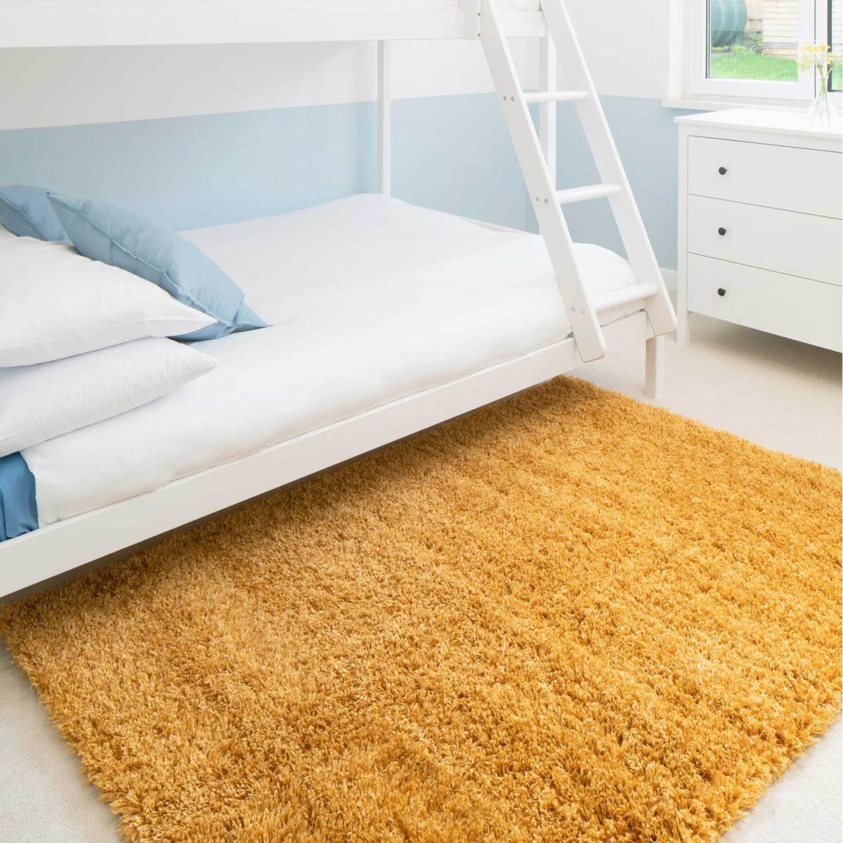 Super Soft Yellow Ochre Shaggy Living Area Rug - Ochre / 170 x 120cm – image 2