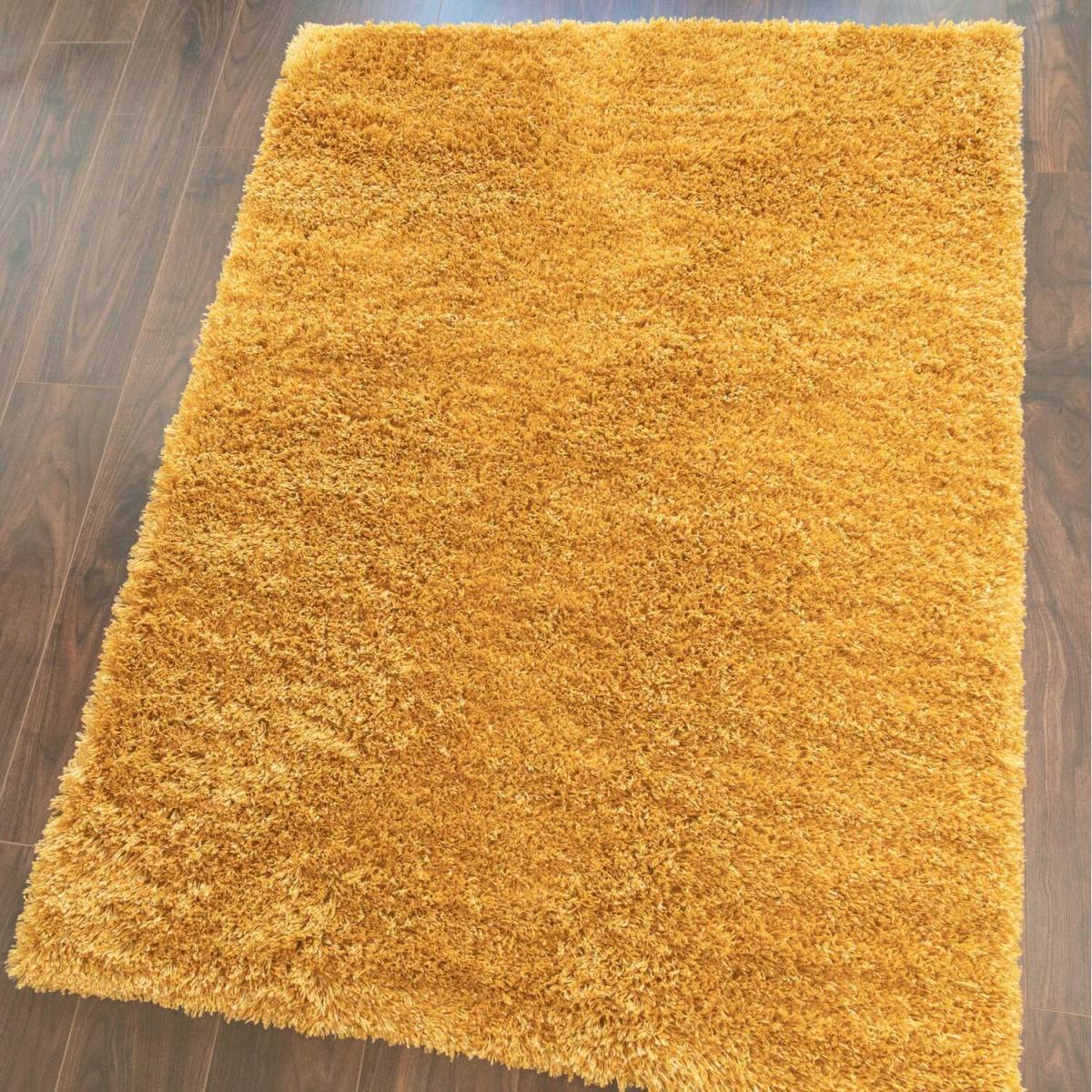 Super Soft Yellow Ochre Shaggy Living Area Rug - Ochre / 170 x 120cm – image 3