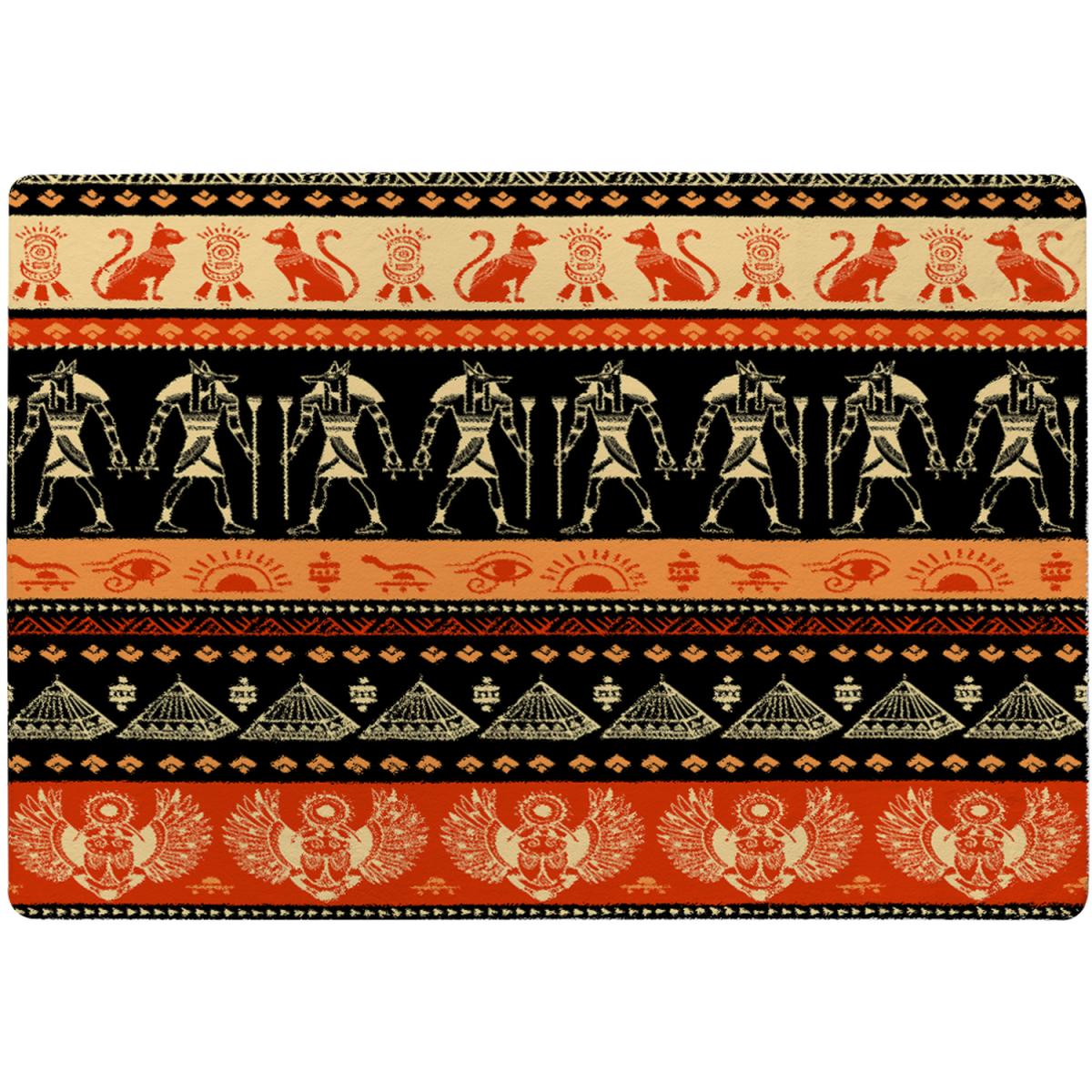 Egyptian Heiroglyphs In Orange  Black Rug - Orange / 110cm – image 2