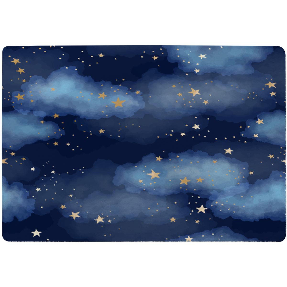 Dark Blue Sky With Gold Foil Constellations Designer Rug - Blue / 230cm – image 2