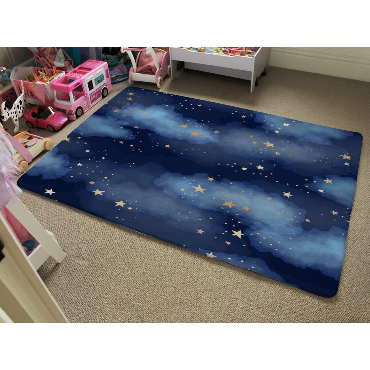 Dark Blue Sky With Gold Foil Constellations Designer Rug - Blue / 230cm – image 3