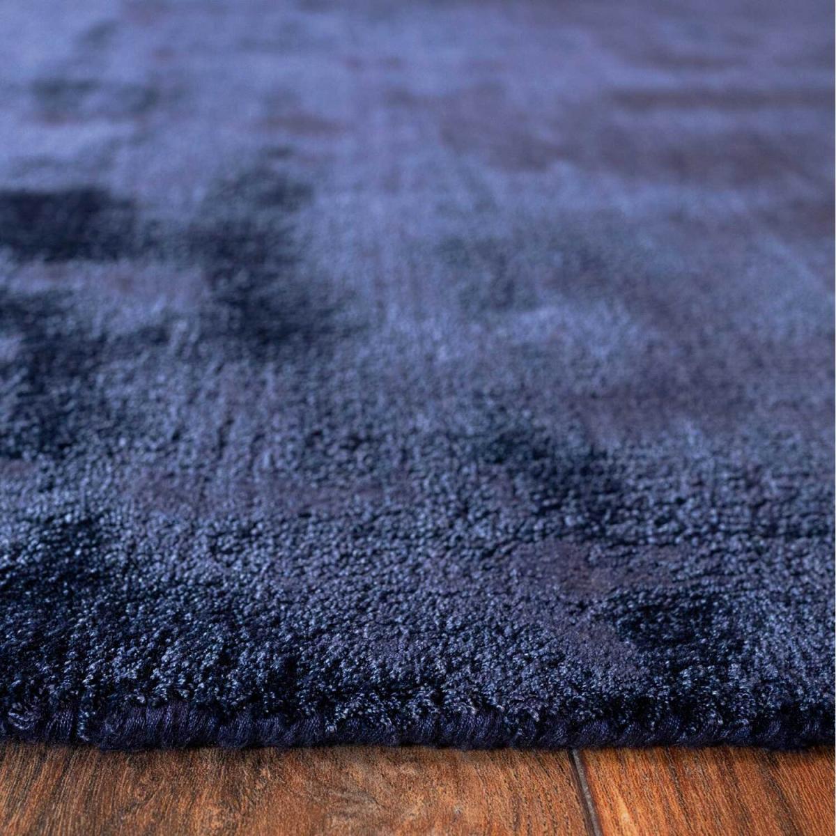 Deep Navy Blue Luxurious Viscose Area Rug - Midnight Navy / 230 x 160cm – image 4