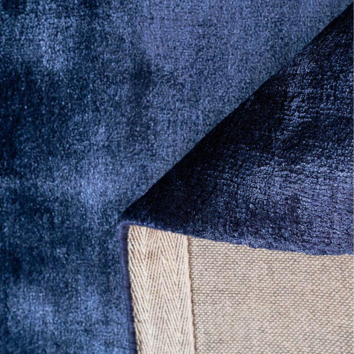 Deep Navy Blue Luxurious Viscose Area Rug - Midnight Navy / 230 x 160cm – image 6