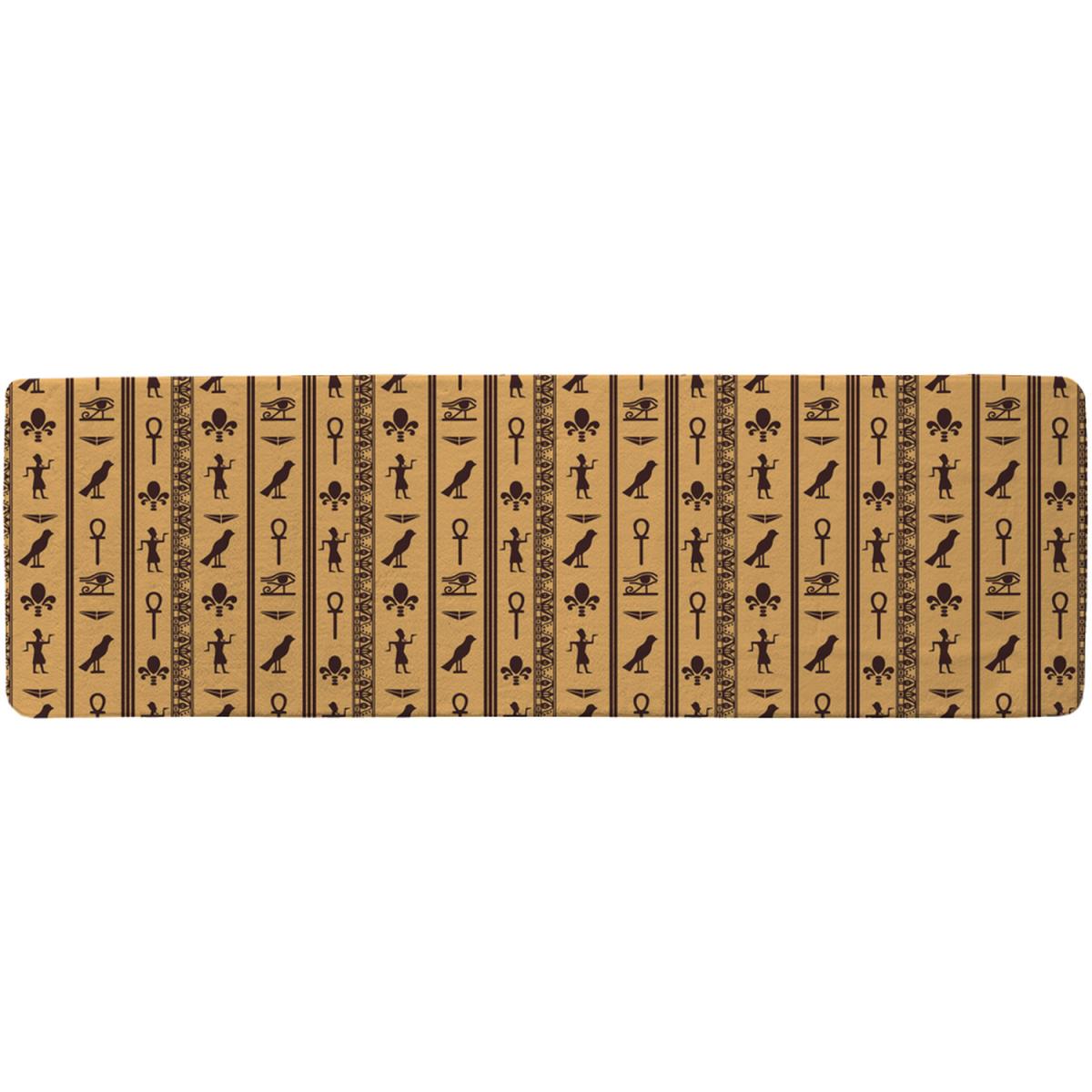 Eye Of Horus Pharaoh Flowers Pyramid Bird Ankh Runner Rug - Orange – image 2