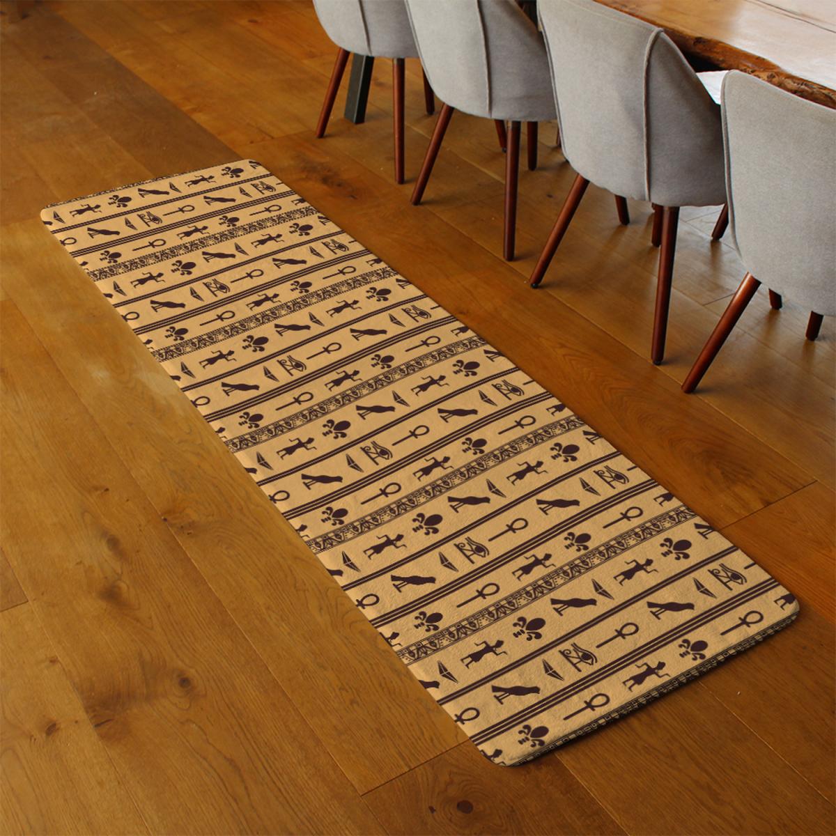 Eye Of Horus Pharaoh Flowers Pyramid Bird Ankh Runner Rug - Orange – image 3