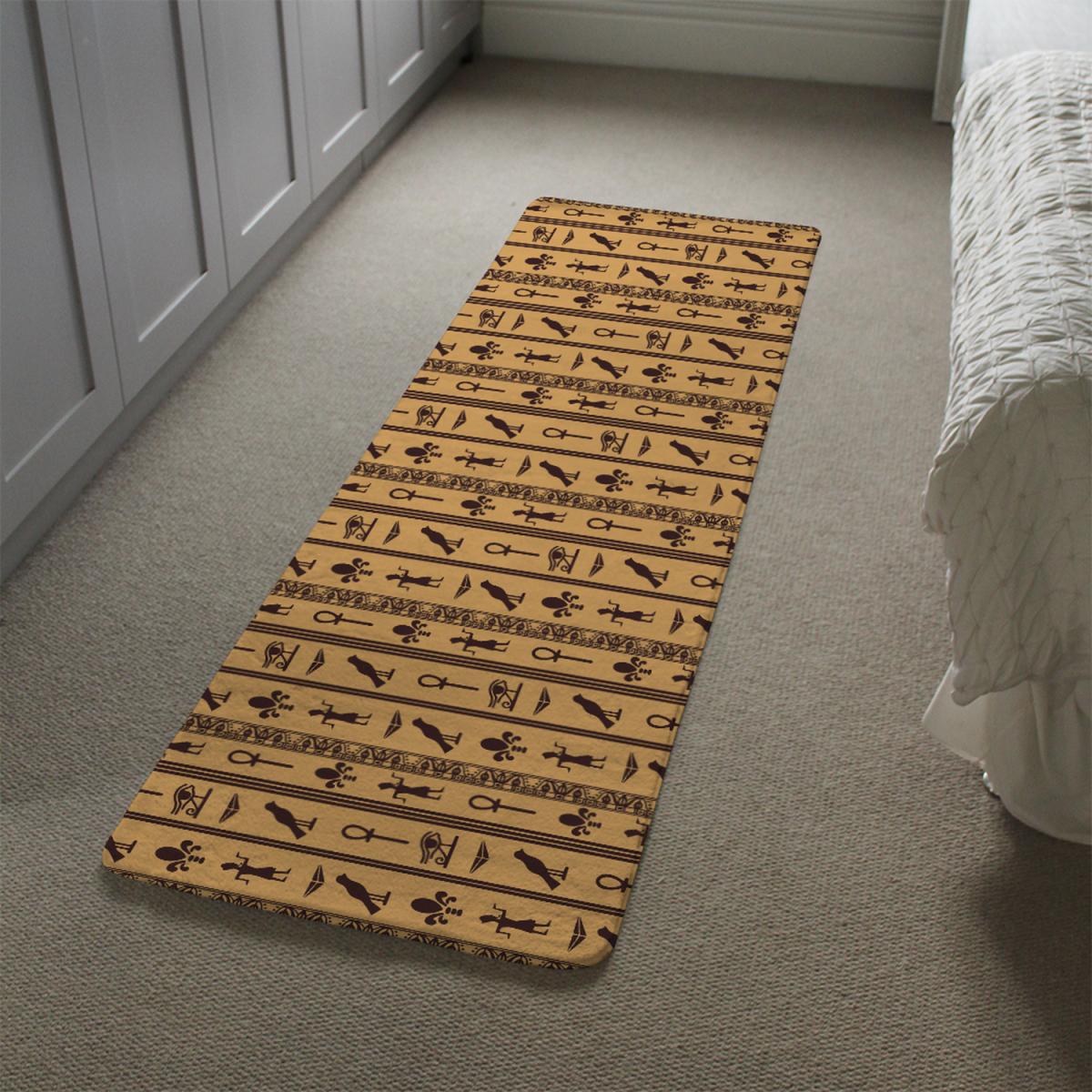 Eye Of Horus Pharaoh Flowers Pyramid Bird Ankh Runner Rug - Orange – image 1