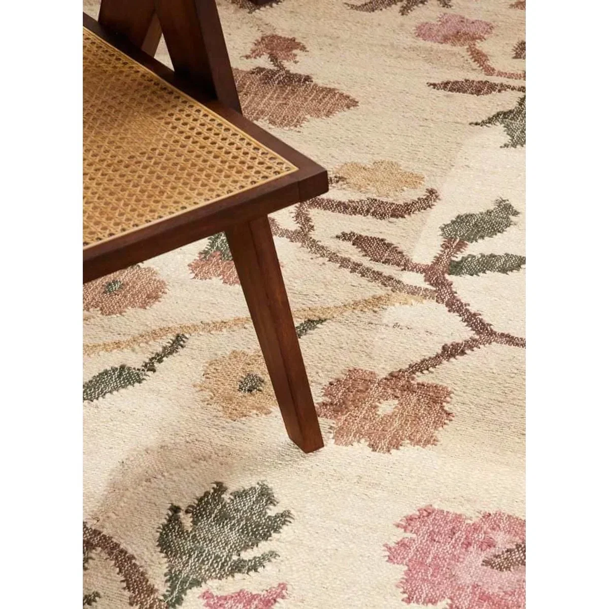 Hanse Home Elle Decoration Roya Afghan Kelim Violette Jute Floral Rug Cream - Cream / 150.0cm – image 6
