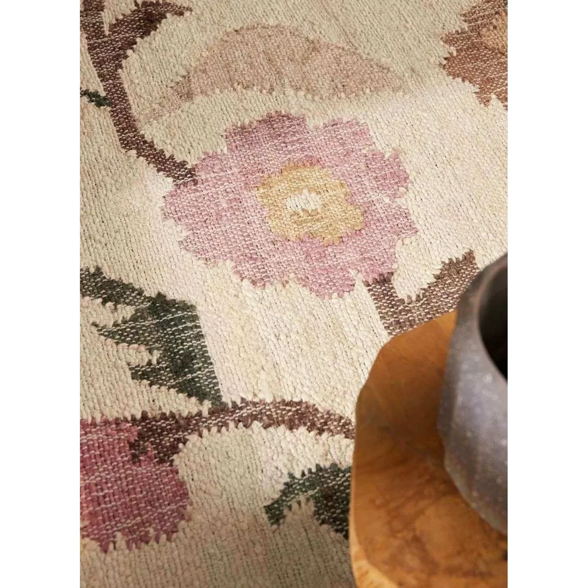Hanse Home Elle Decoration Roya Afghan Kelim Violette Jute Floral Rug Cream - Cream / 150.0cm – image 9