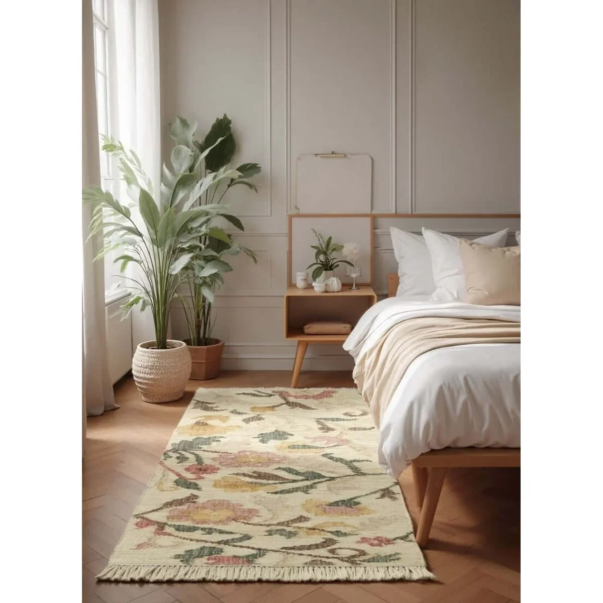 Hanse Home Elle Decoration Roya Afghan Kelim Violette Jute Floral Rug Cream - Cream / 150.0cm – image 10
