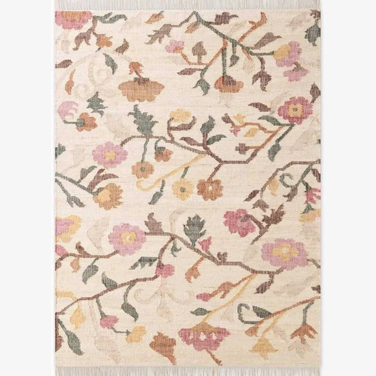 Hanse Home Elle Decoration Roya Afghan Kelim Violette Jute Floral Rug Cream - Cream / 150.0cm – image 1
