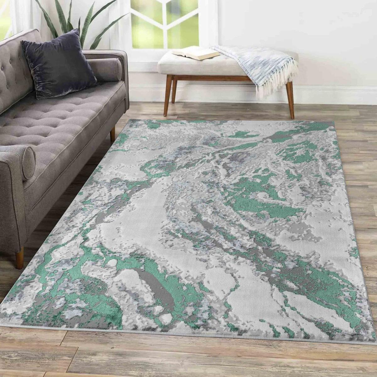 Emperor Picasso Modern Waterflow Abstract Area Rugs - Aqua / 230cm – image 3