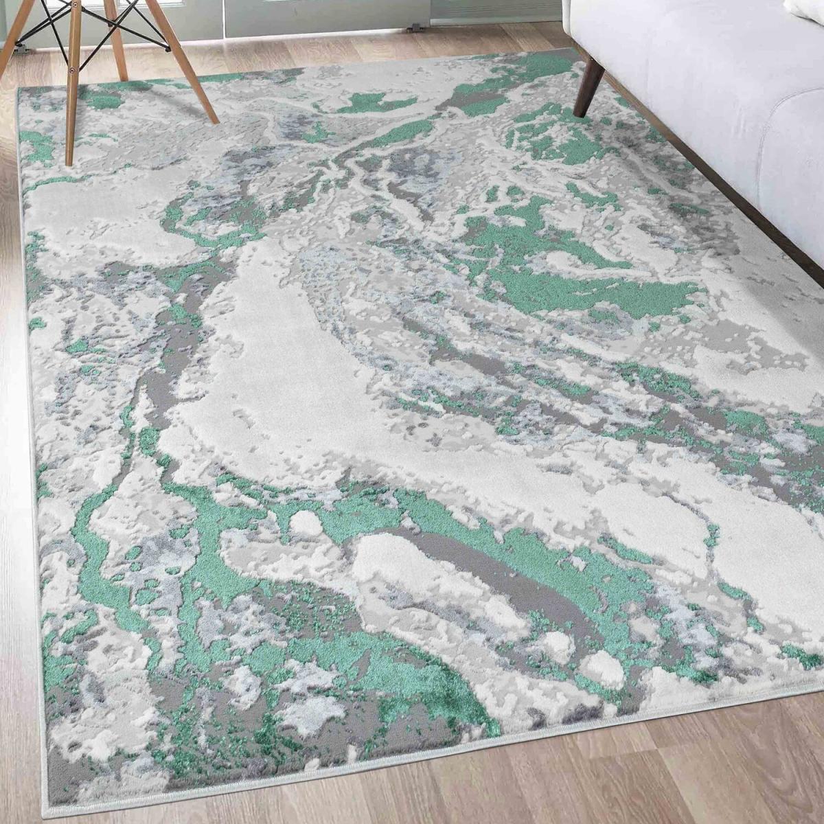 Emperor Picasso Modern Waterflow Abstract Area Rugs - Aqua / 230cm – image 4