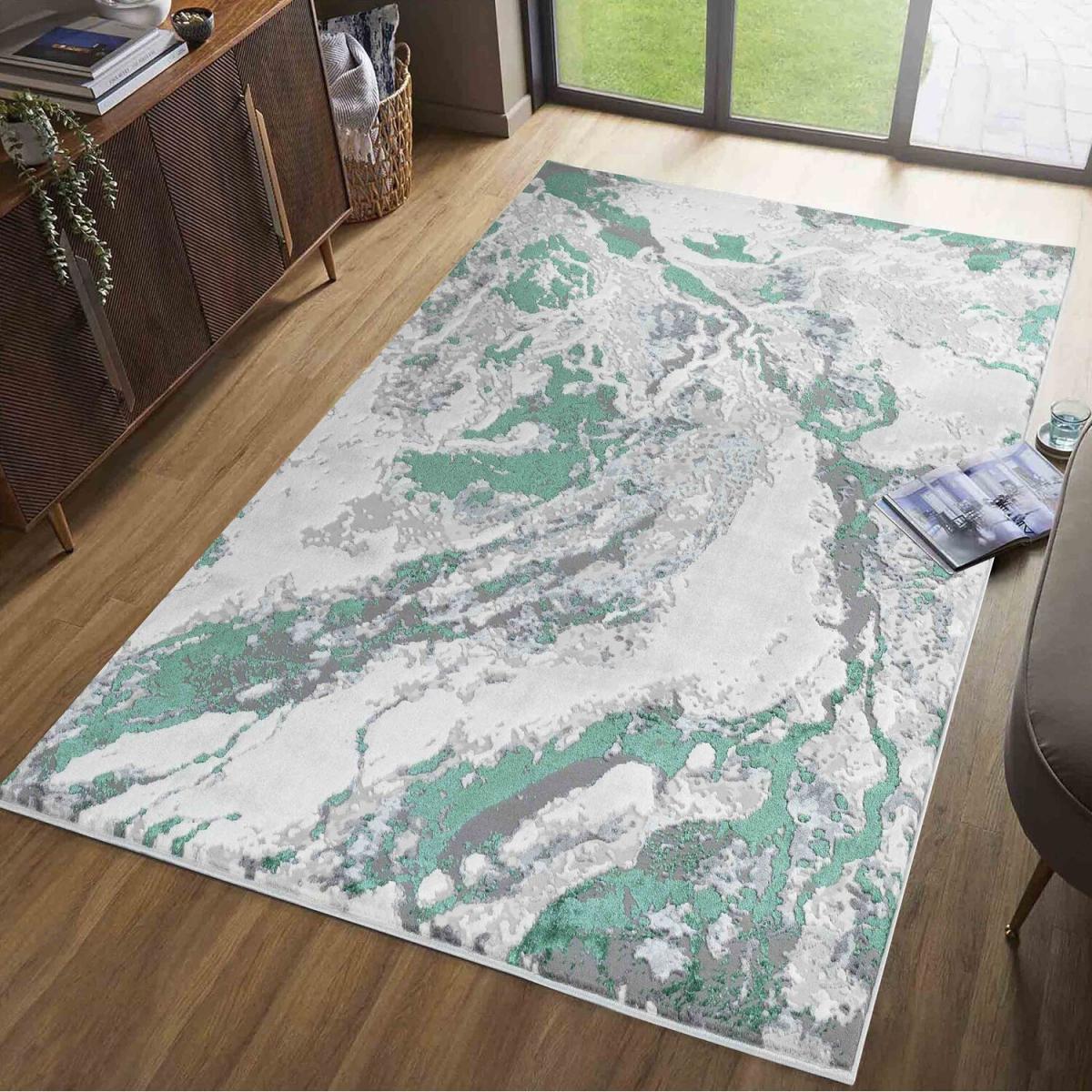Emperor Picasso Modern Waterflow Abstract Area Rugs - Aqua / 230cm – image 5
