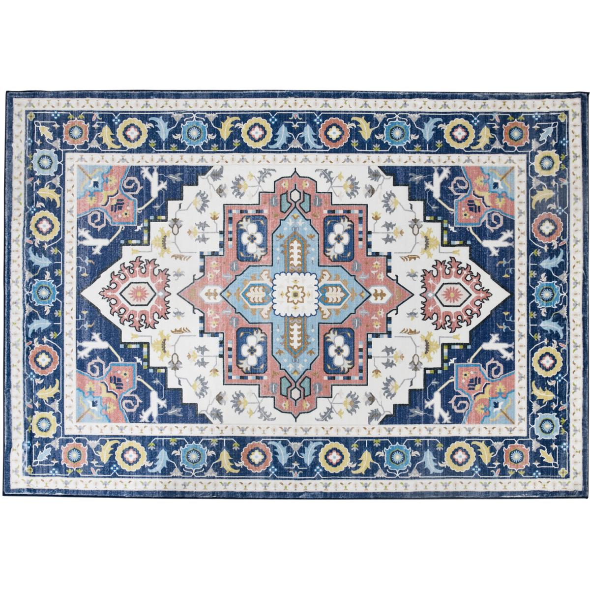 Large Floral Boho Area Rugs Carpet for Living Room, Bedroom - Blue – image 3