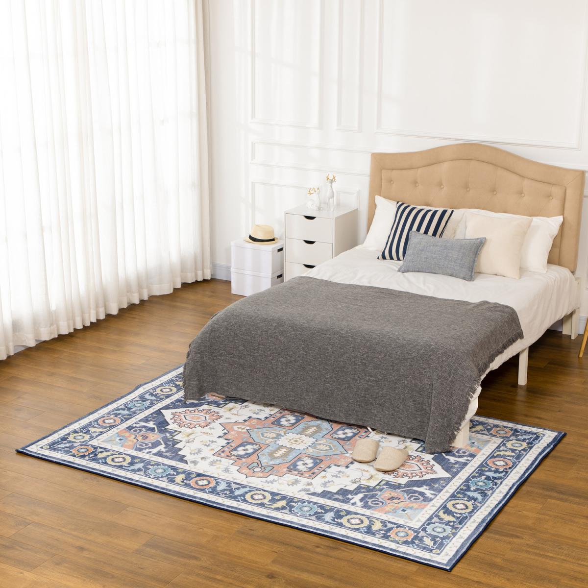 Large Floral Boho Area Rugs Carpet for Living Room, Bedroom - Blue – image 5