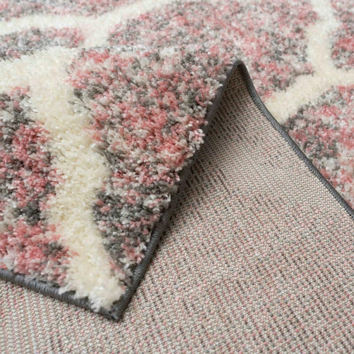 Pink and Grey Trellis Shaggy Rug - Lush - Blush / 10kg / 200x290cm – image 2