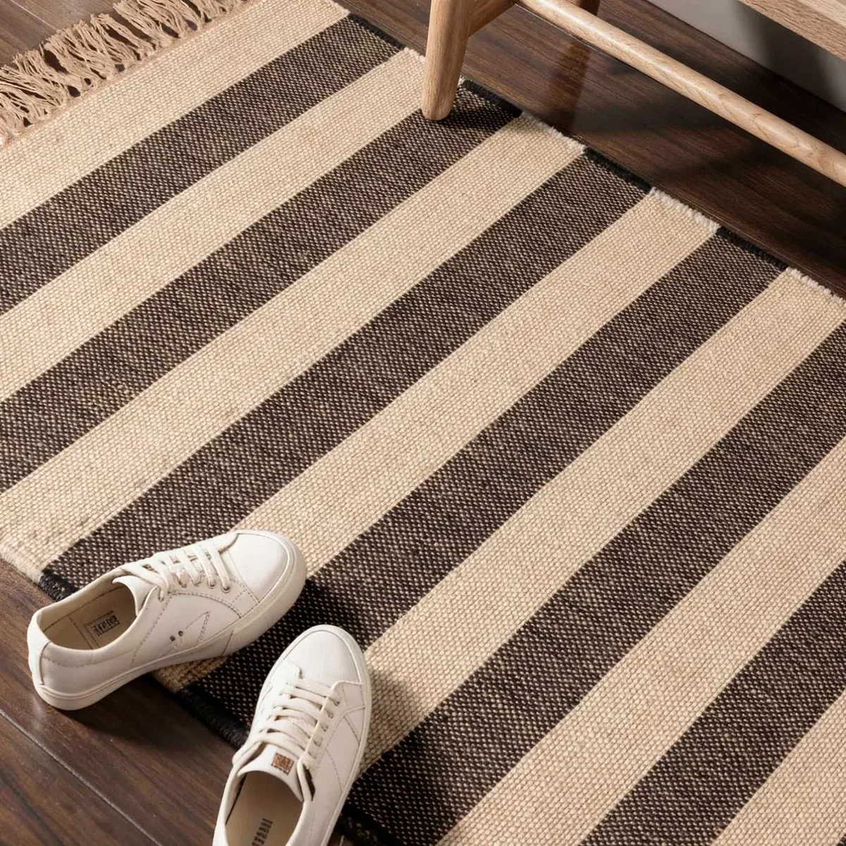 Hanse Home Handloom Playa Natural Jute Striped Runner Rug Black & White - Black & White / 230.0cm / 160.0cm – image 11