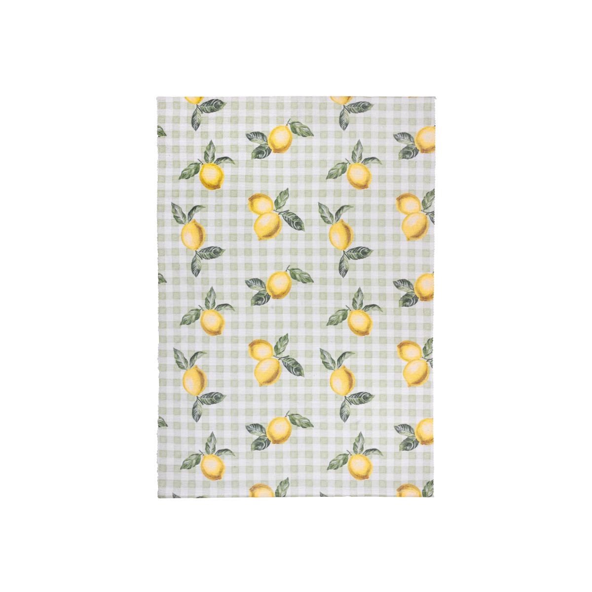Fruits Lemons Striped Indoor-Outdoor Rug - Sage