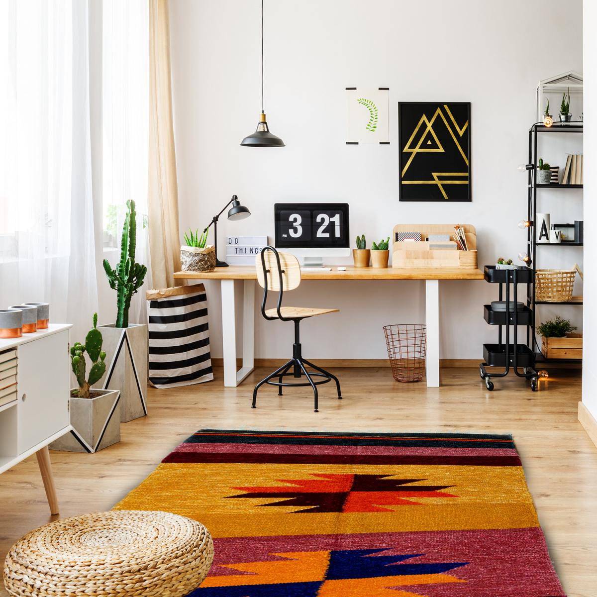 Block Tribal Art Rug - Pink – image 2