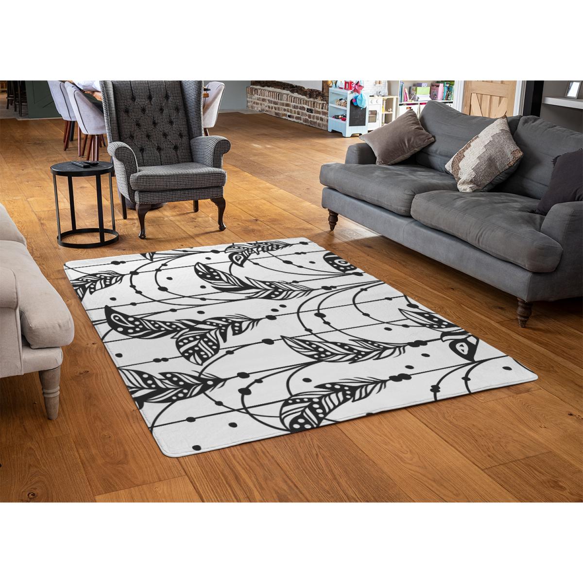 Hand Drawn Bohemian Chic Style Rug - Black / 230cm – image 3