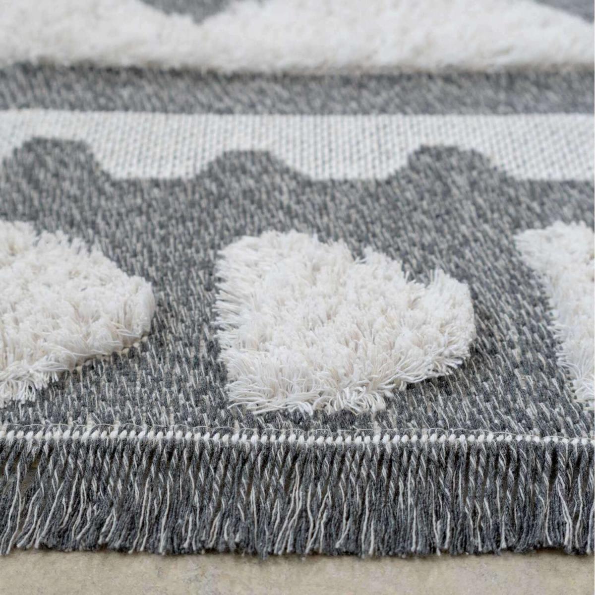 Grey Tribal Tufted Cotton Sustainable Living Room Rug - Tribal - Grey / 5kg – image 2