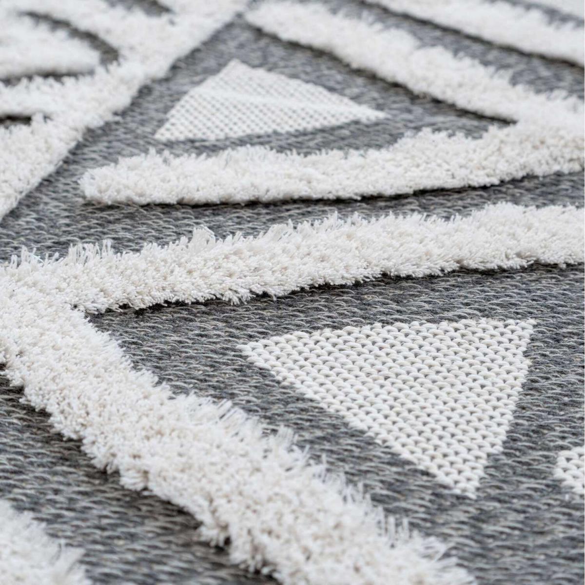 Grey Tribal Tufted Cotton Sustainable Living Room Rug - Tribal - Grey / 5kg – image 3
