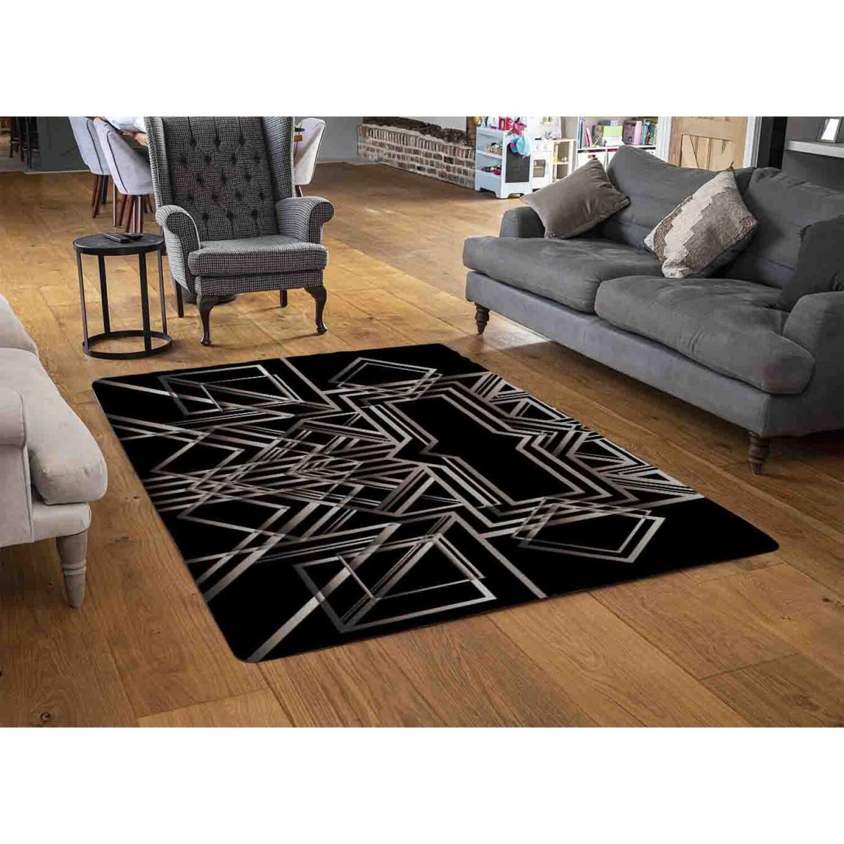 Geometric Art Rug - Black / 110cm – image 3