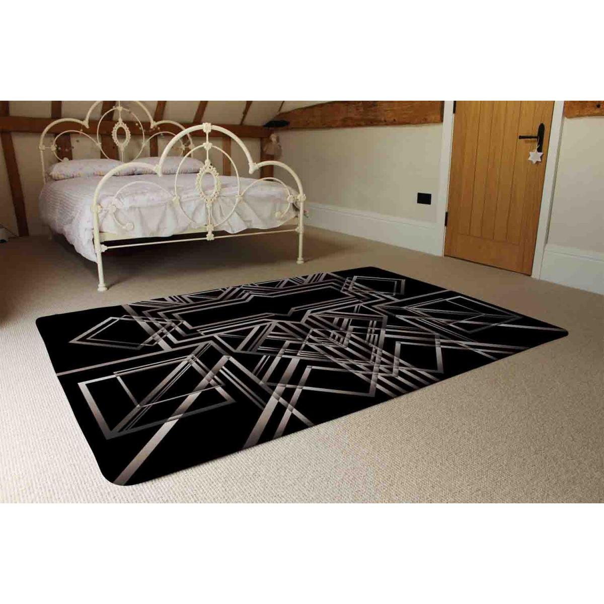 Geometric Art Rug - Black / 110cm – image 4