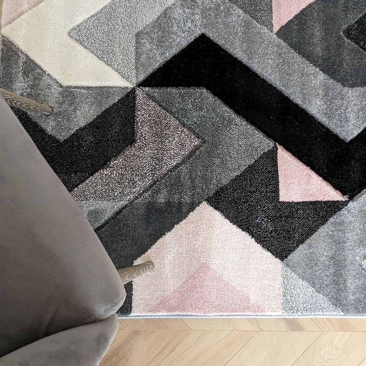Blush Pink Herringbone Area Rug - Boston - Pink / 5g / 230cm – image 3