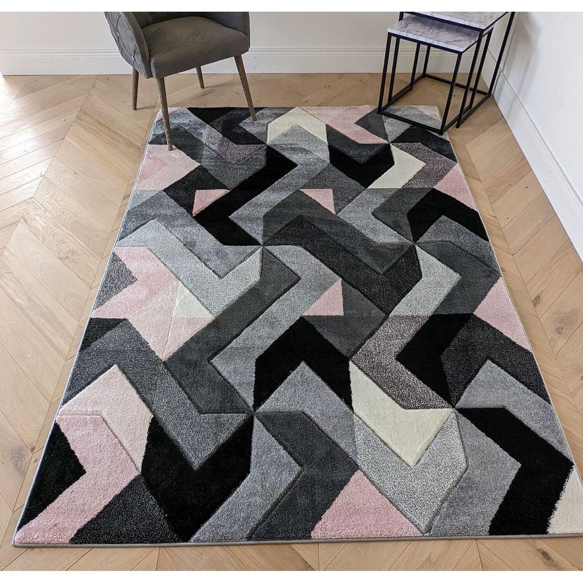 Blush Pink Herringbone Area Rug - Boston - Pink / 5g / 230cm – image 1