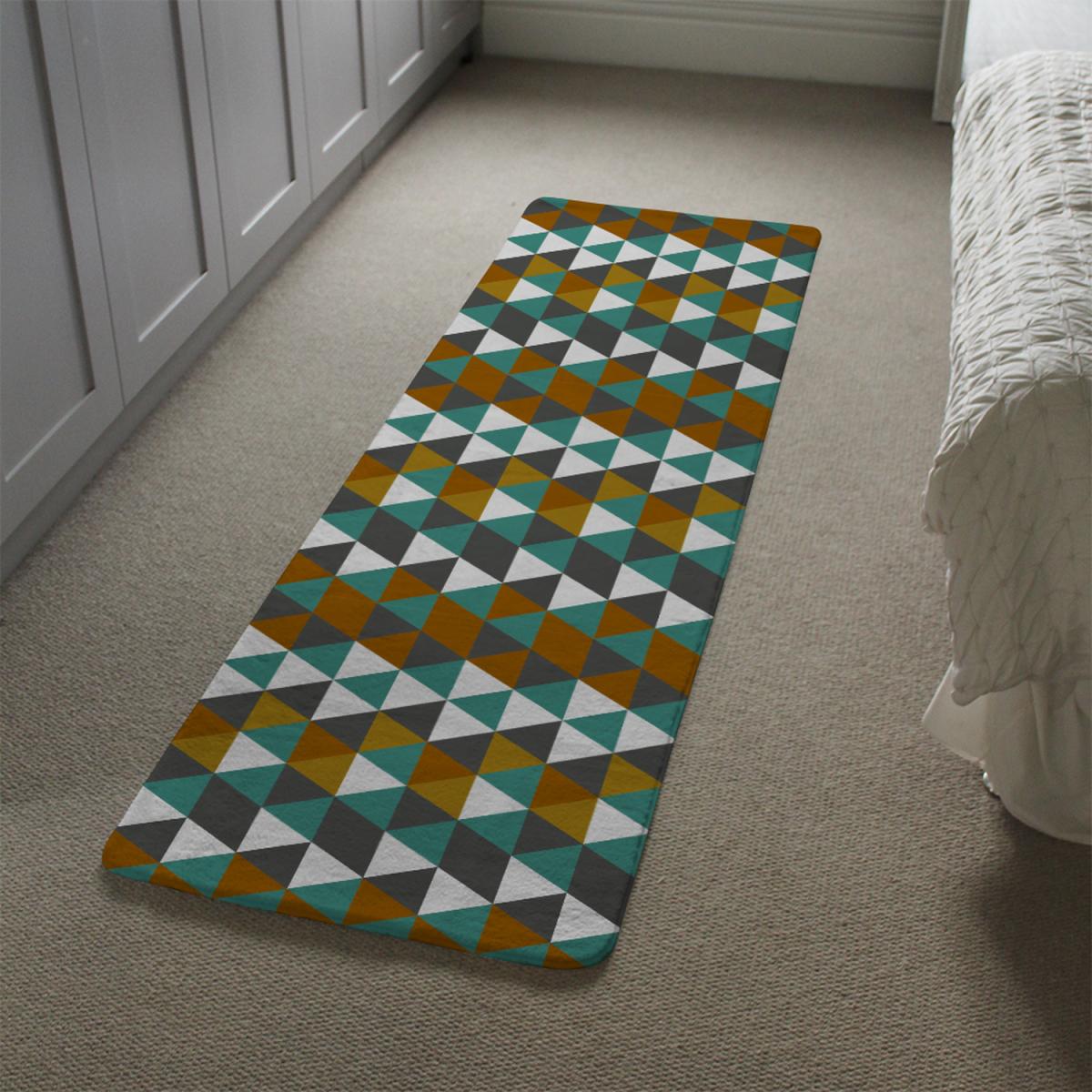 Autumn Geometric Triangles Runner Rug - Green – image 5