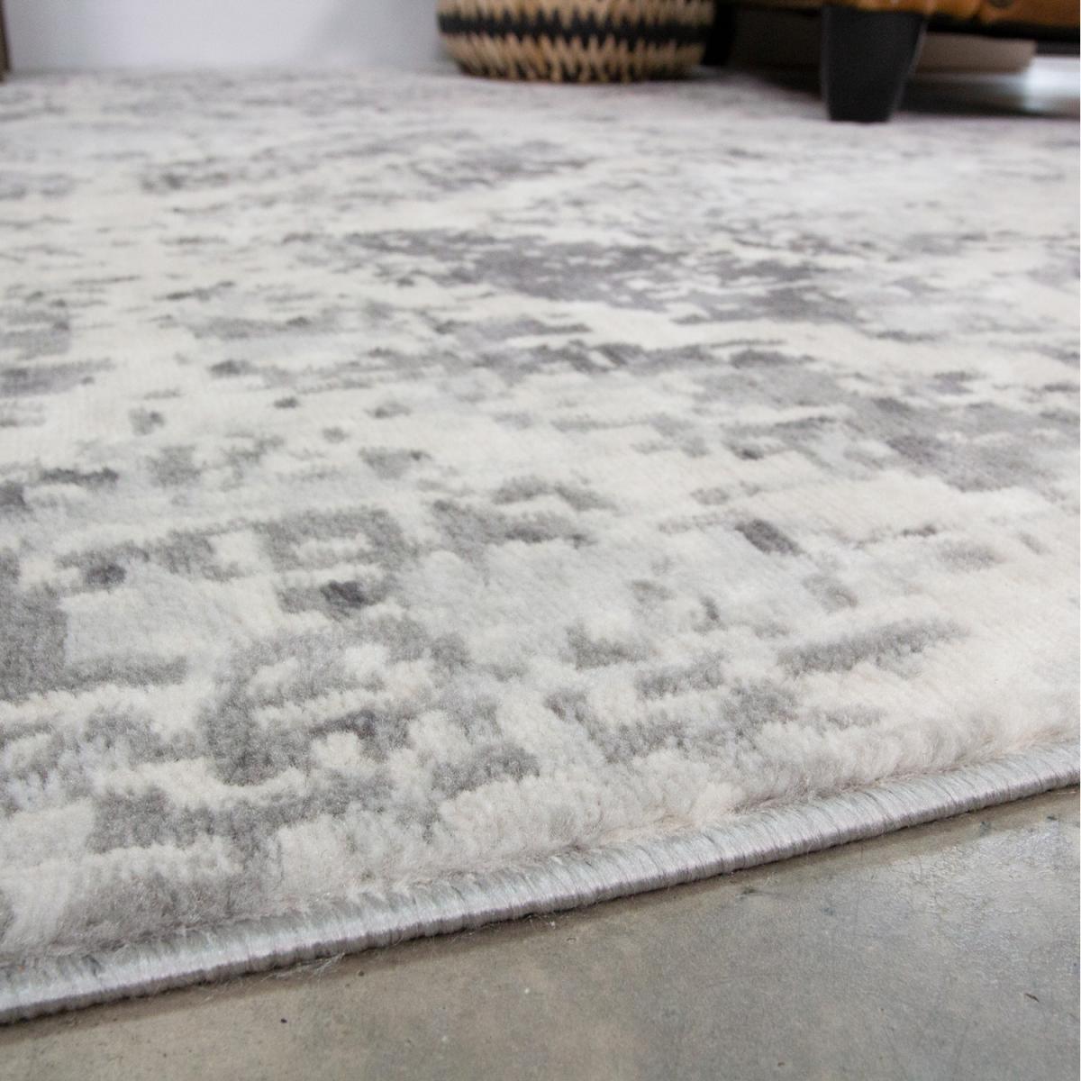 Silver Grey Distressed Abstract Geometric Living Area Rug - Grey / 170 x 120cm – image 3