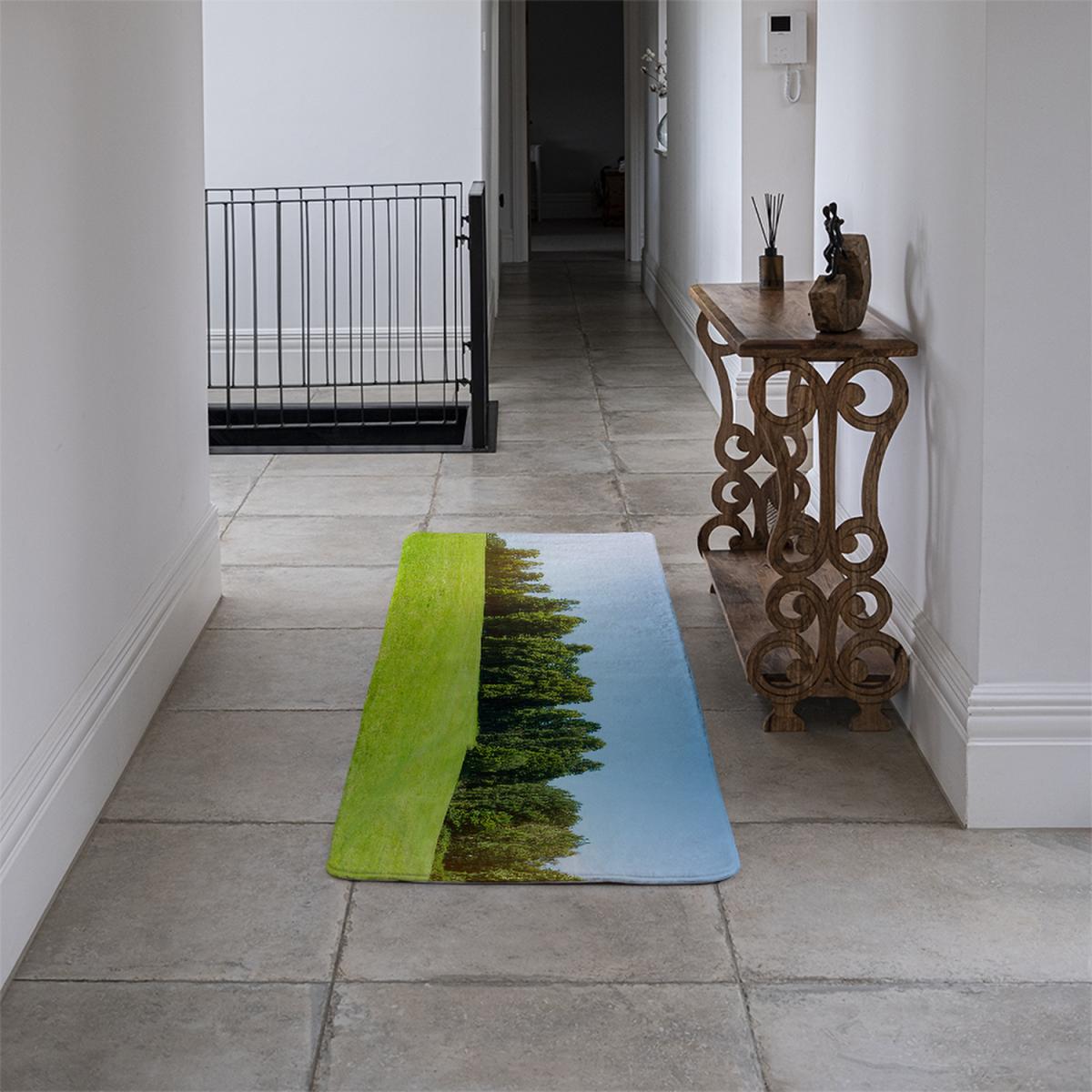 Environment public park with sun rays Designer Runner Rug - Green – image 1
