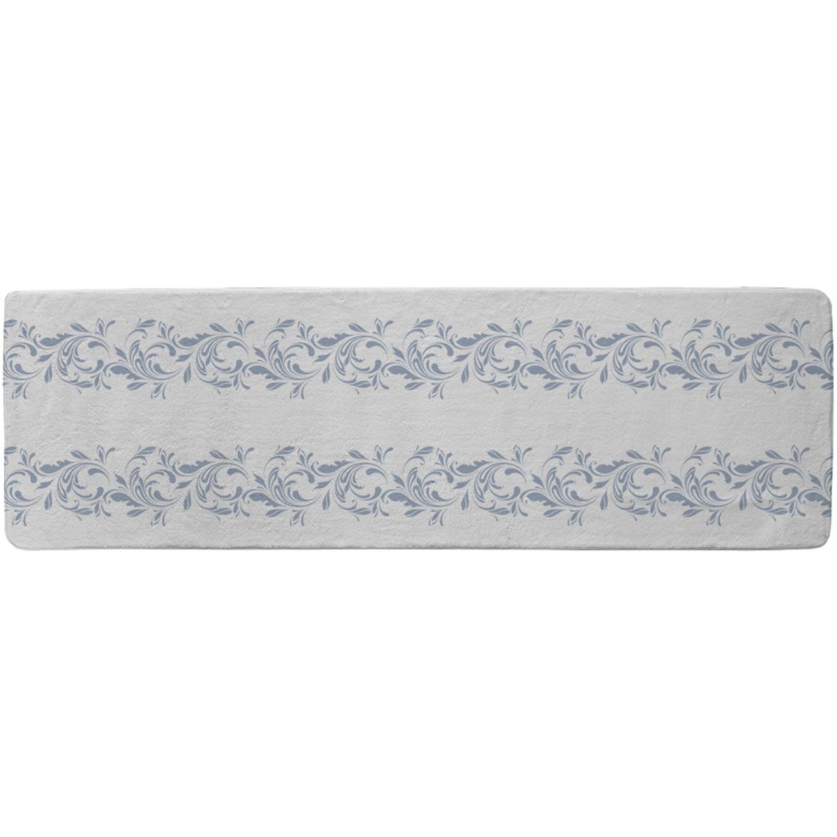 Decorative Swirls And Flowers Runner Rug - Blue – image 2
