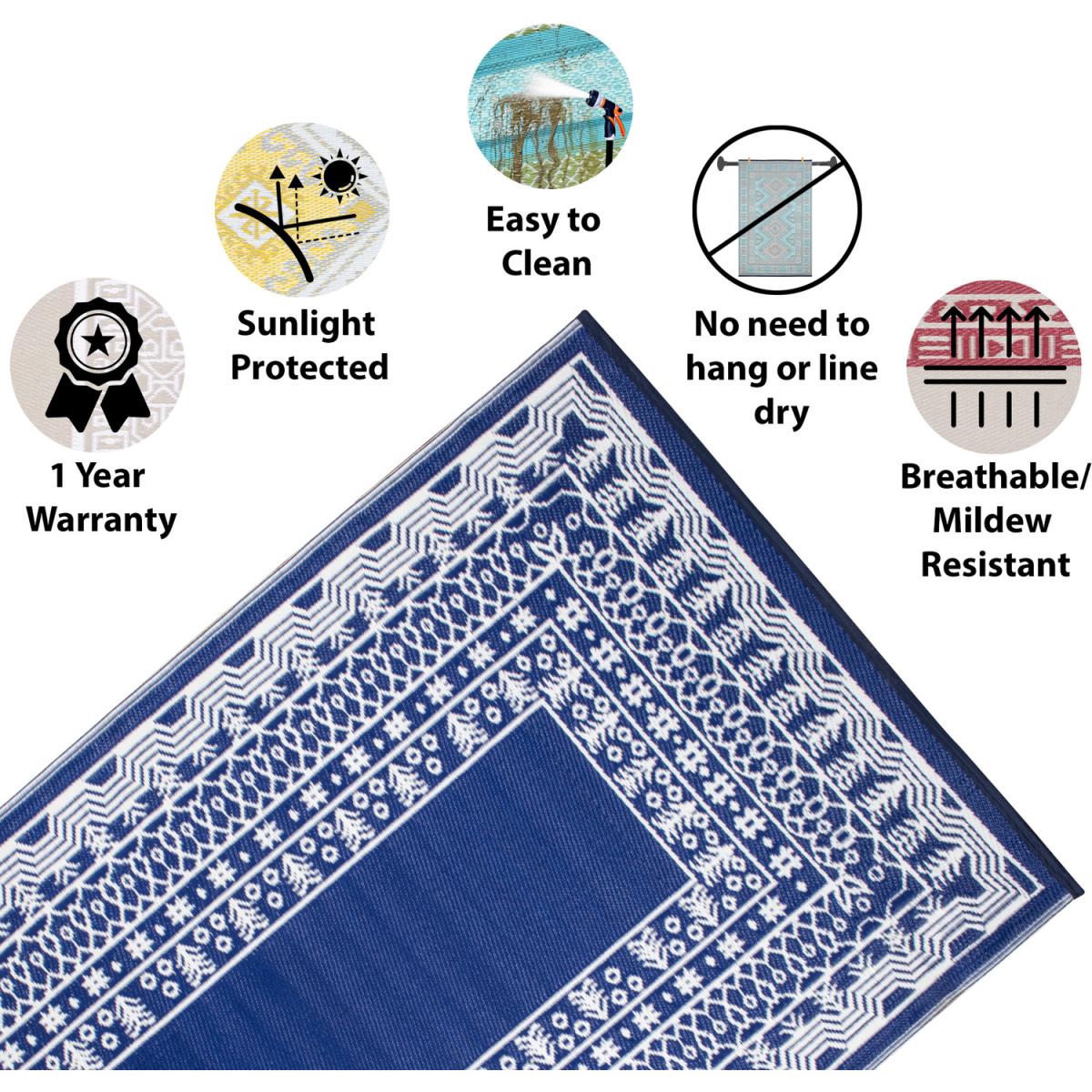 Plastic Outdoor Rug Fresco Dark Blue Cream - Dark Blue/Cream / 180cm – image 2