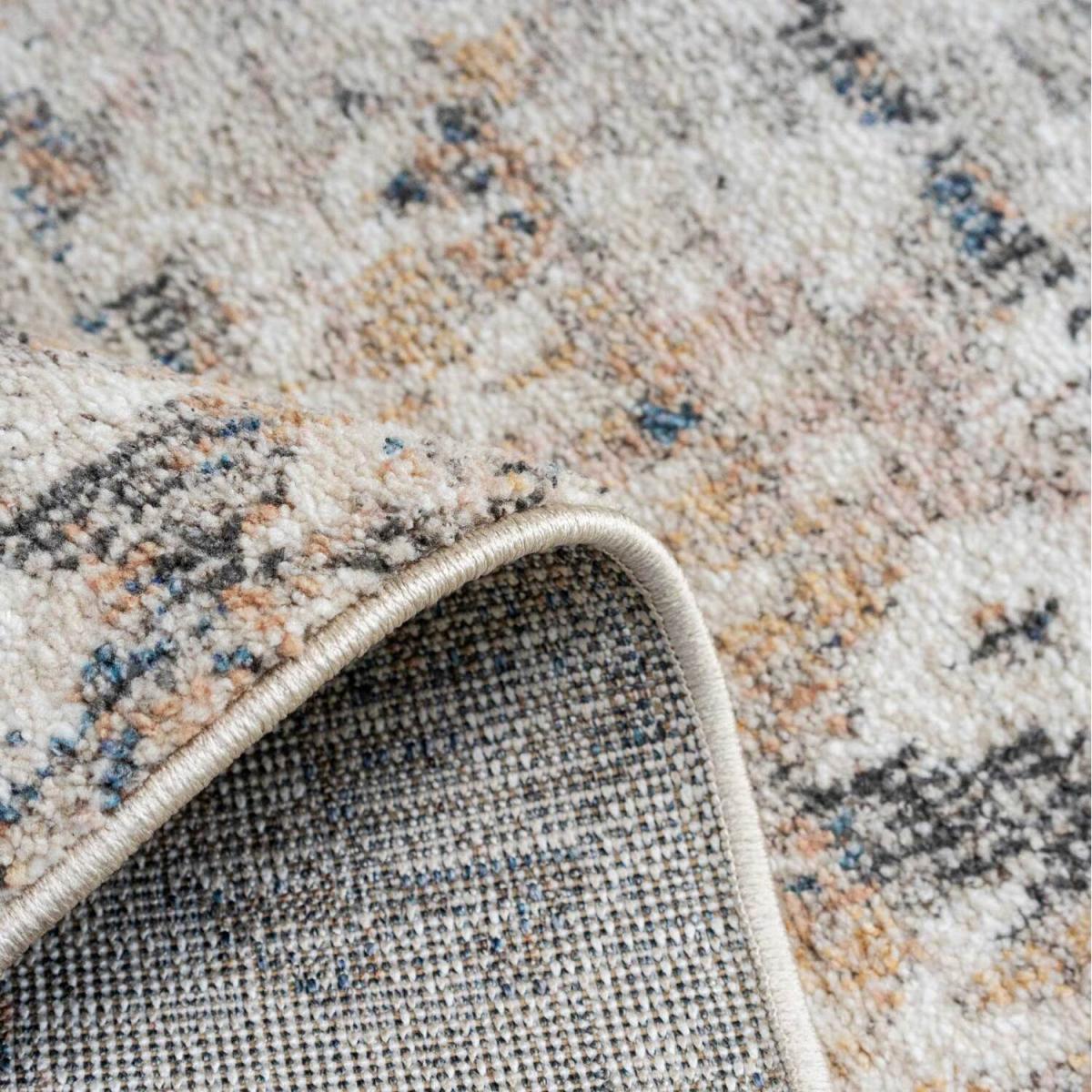 Natural Beige Gold Distressed Diamond Geometric Living Area Rug - Beige / 110 x 60cm – image 4
