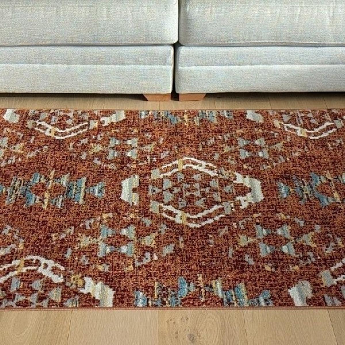 Red and Flecked Blue Tribal Flatweave Area Rug - Cadiz - Red – image 1
