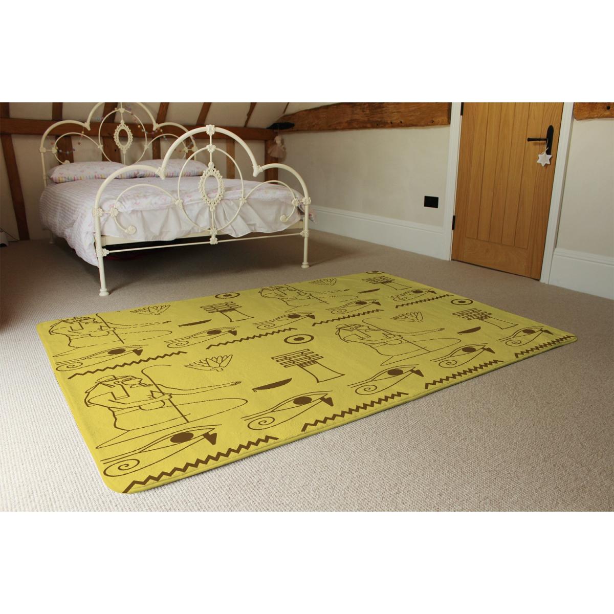 Pattern Of Egyptian Hieroglyphics Designer Rug - Yellow / 200cm – image 3