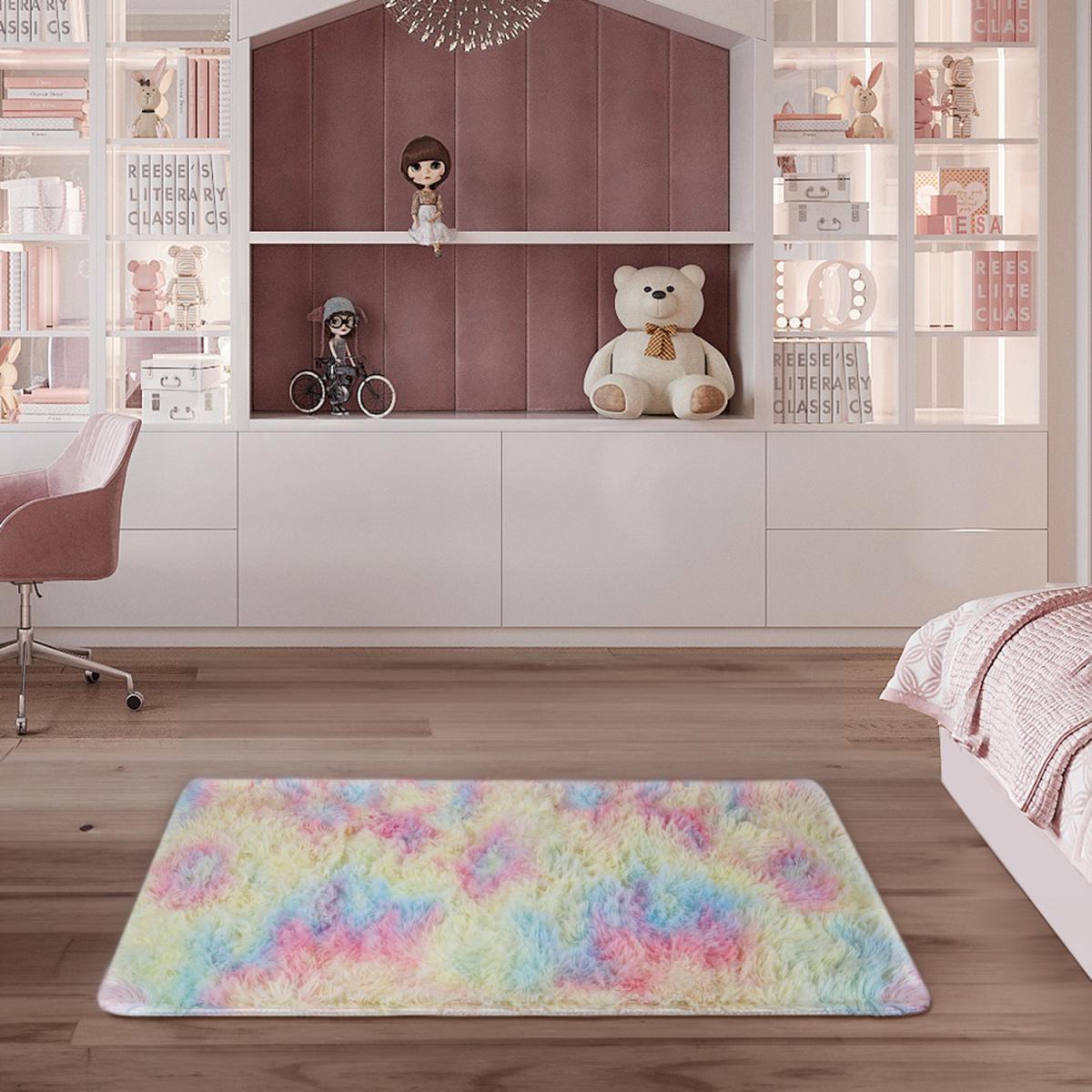 Cashmere Fluffy Anti-Skid Rainbow Yoga Indoor Carpet - Multicolour – image 6