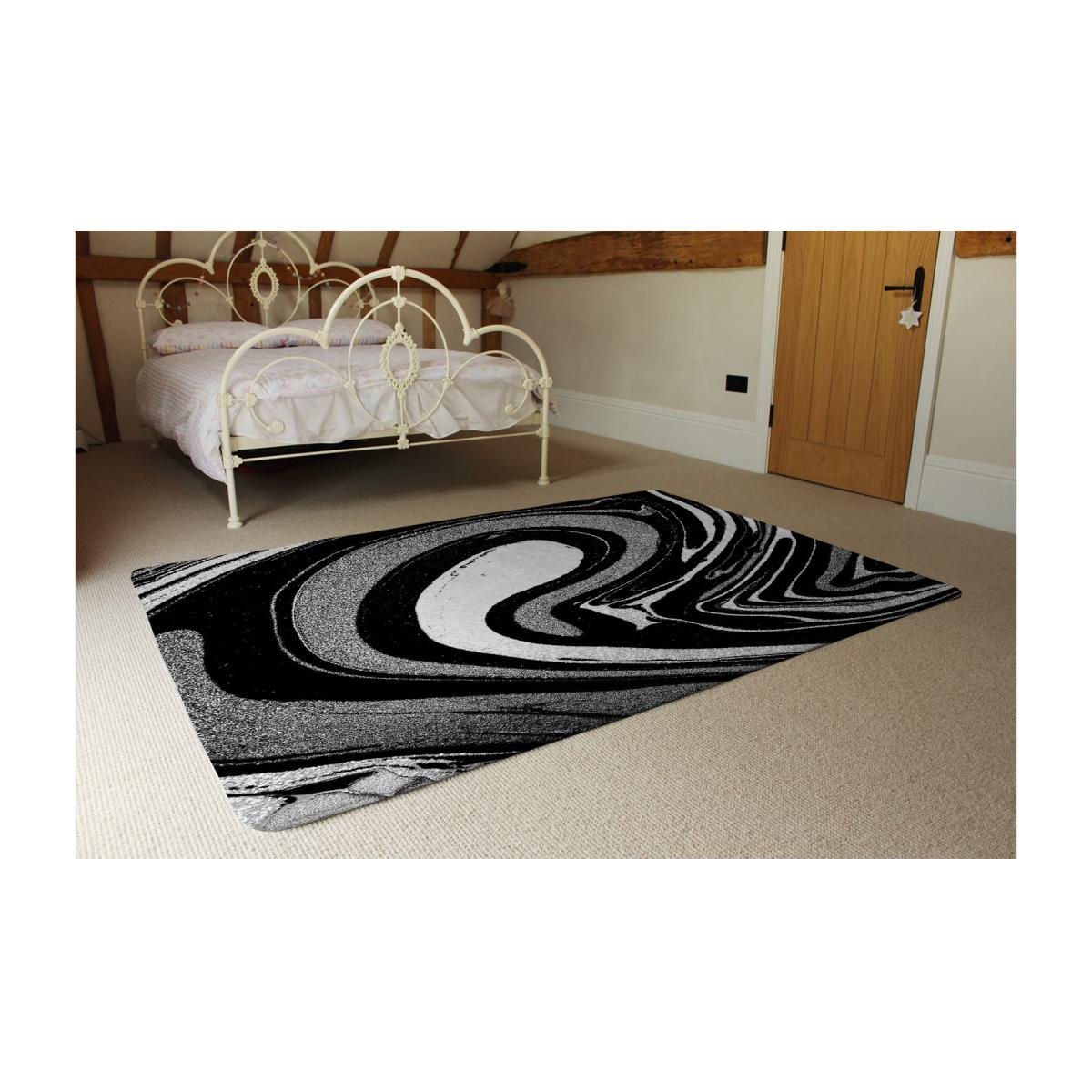 Black Marbled Paint Rug - Black / 230cm – image 1